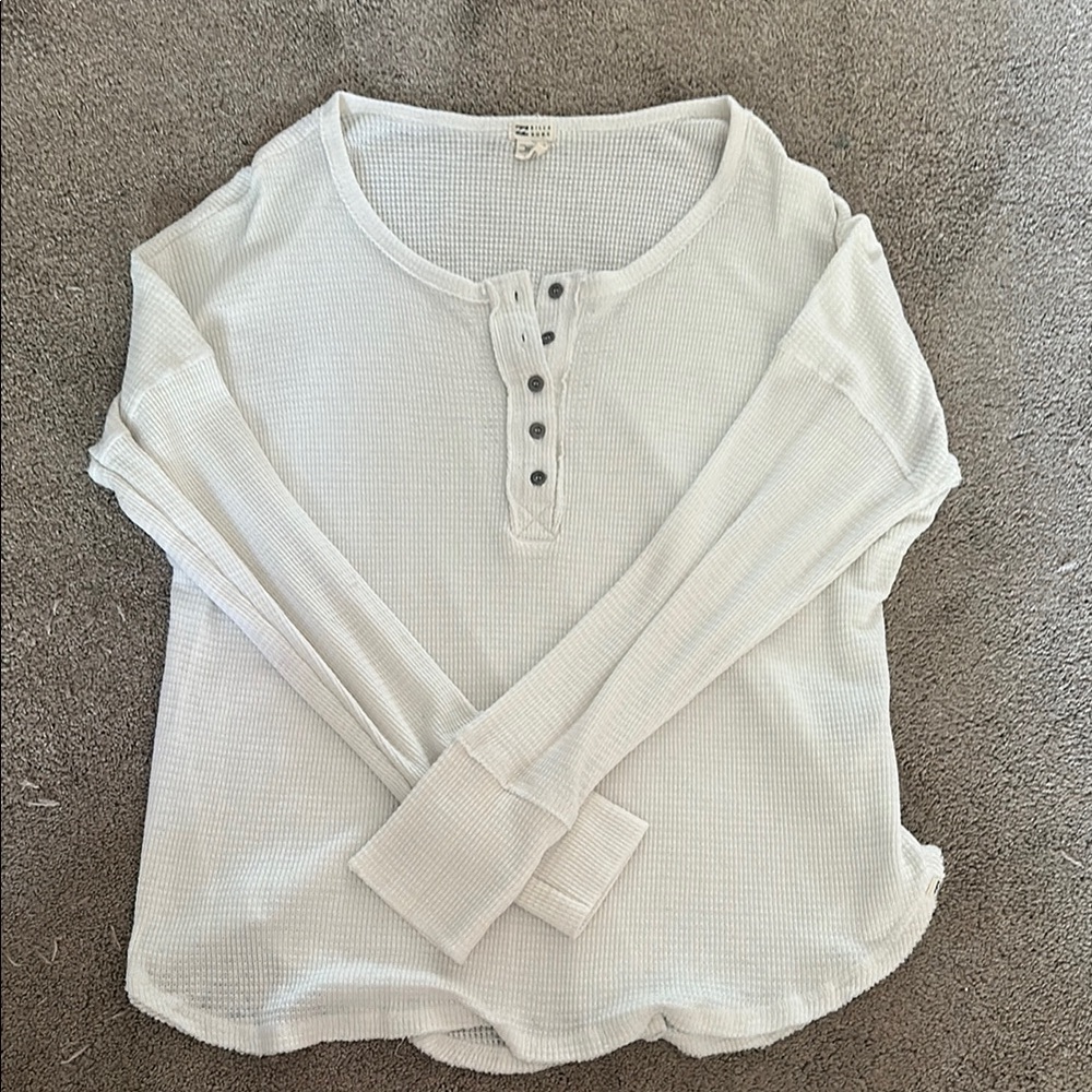 Billabong White Long Sleeve Henley Tee
